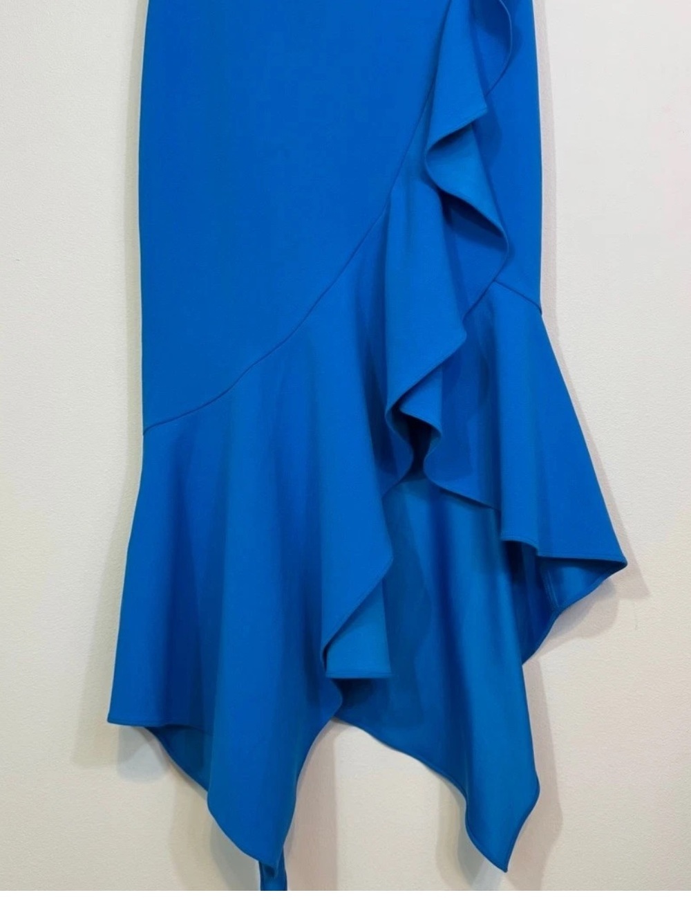 NWT Xscape One-Shoulder Ruffle Column Dress in Bright Blue Size 16 - Picture 5 of 5